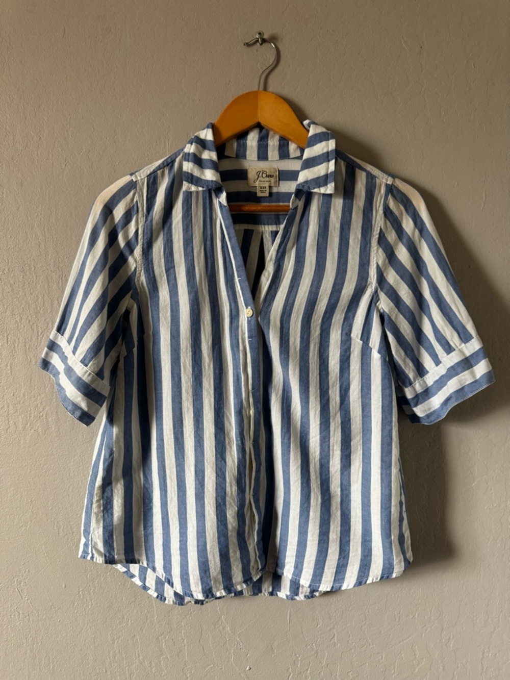 J. Crew Women’s Blue & White Striped Button-Up Shirt